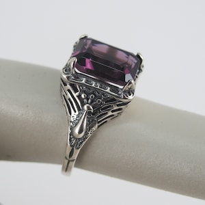 Sterling Gemstone Peacock Ring, Art Nouveau, Victorian Style, Peridot, Aquamarine, Amethyst Your Choice