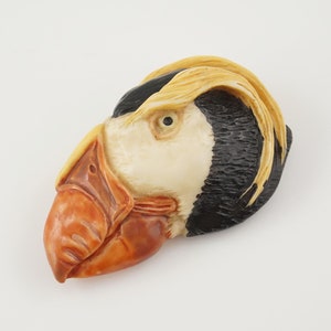 Scarce Tufted Puffin Brooch by Ralph Massey, Puffin Lover Gift, North Pacific Ocean, Bird Jewelry