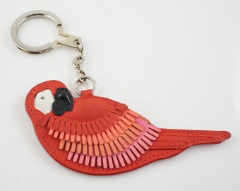 Kate Spade Leather Parrot Purse Charm, Key Chain, Key Holder, Fob, Parrot Lover Gift, Macaw