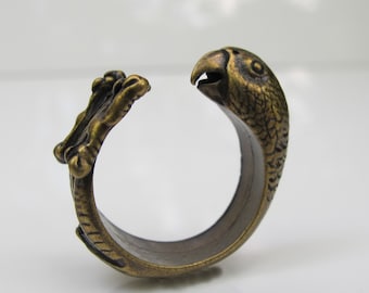 Whimsical Parrot Ring, Wraparound, Bird Jewelry, Adjustable from 6 to 7.5, Jimmy Buffett, Parrot Lover, Crazy Bird Lady