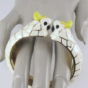 Genuine Kate Spade Kissing Cockatoos Bangle Bracelet, Cockatiel Jewelry, Designer, Animal Cuff, Spring, Summer