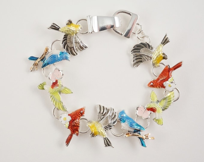 Songbird Magnetic Bracelet, Birdwatcher Gift, Bird Lover Present, Summer Colors, Bird Jewelry