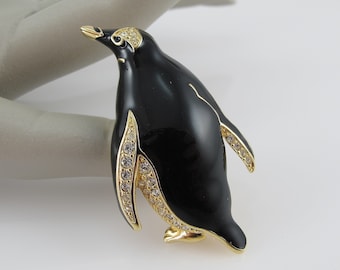 Genuine Swarovski Crystal Penguin Brooch, Authentic, Winter Jewelry, Christmas Bird, Holiday, Animal