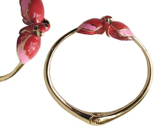 Kate Spade Parrot Clamper Bracelet, Parrot Jewelry, Pink and Red, Designer Jewelry, Animal Bracelet