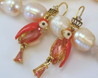 Juicy Couture Parrot Dangle Earrings, Bird Jewelry, Jimmy Buffet, Parrot Lover