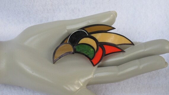 Vintage Artisan Celluloid Bird Head Pin - image 5