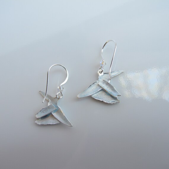 Sterling Enamel White Pelican Earrings Silver Pelican Jewelry
