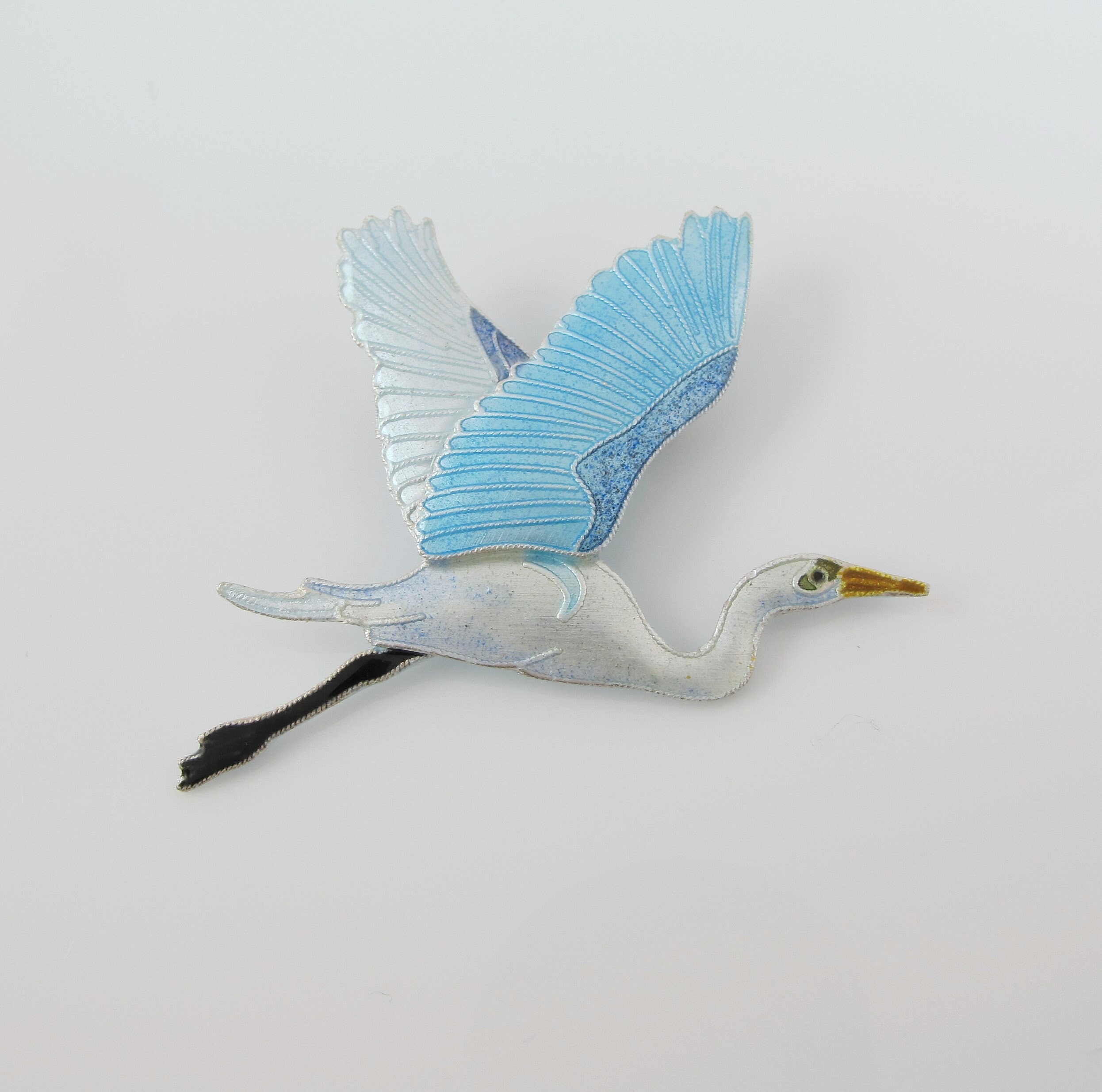 Broche Bijou Héron Sur Branche - Métal Doré Et émail - Neuf Sans Emballage - Design Naturel Et élégant