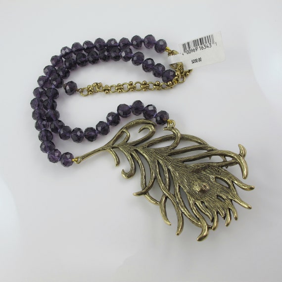 Heidi Daus Feather Necklace, Peacock, Amethyst Gl… - image 10