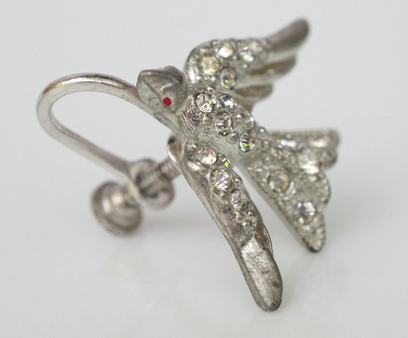 Vintage Bird in Flight Rhinestone Earrings