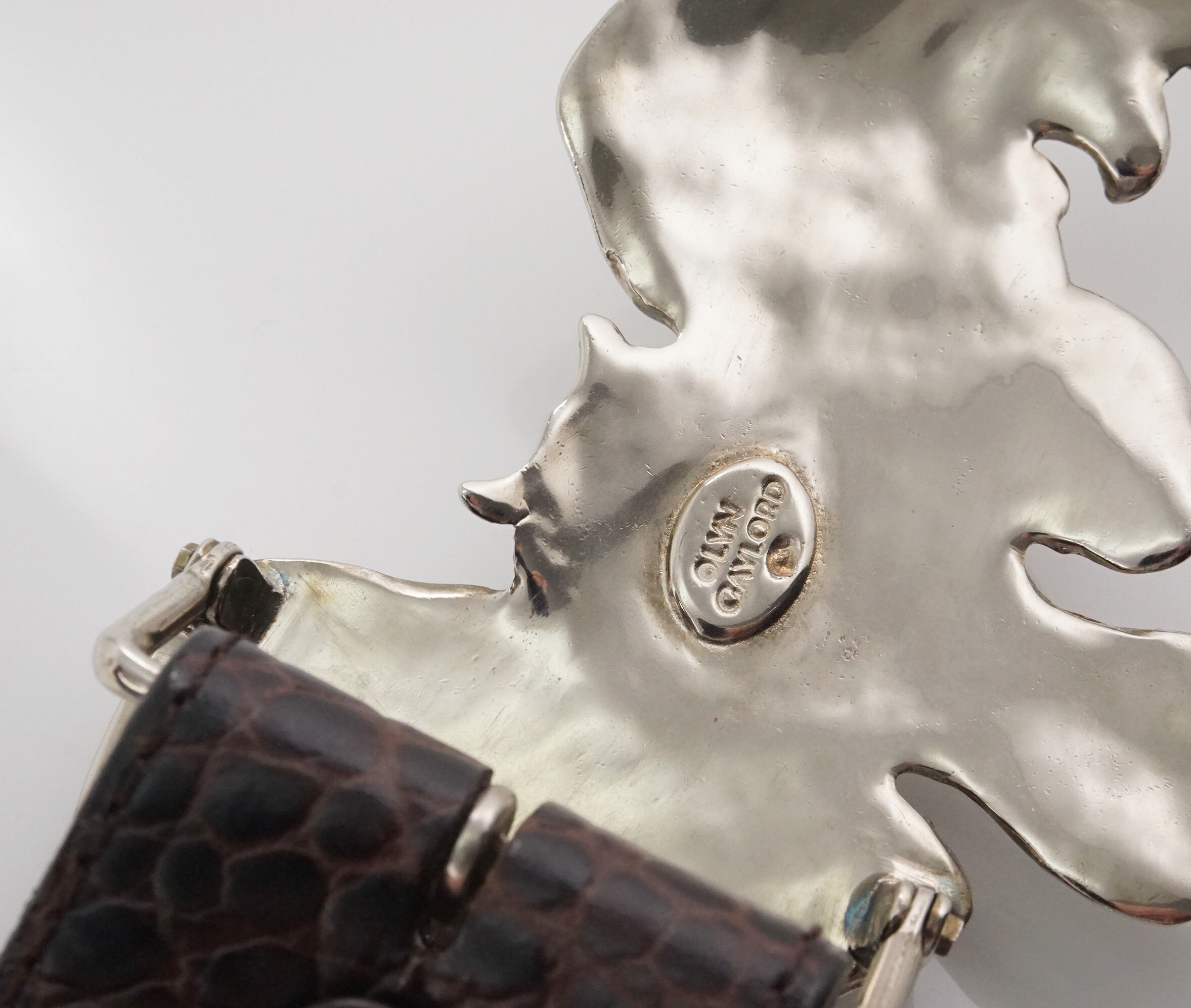 Lyn Gaylord Horned Owl Leather Belt Set, Size Medium 