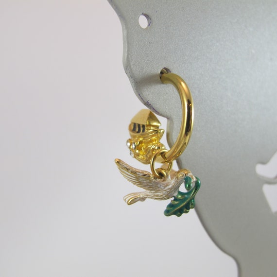 Joan Rivers Noah's Ark Dove Earrings, Bird Hoop E… - image 1