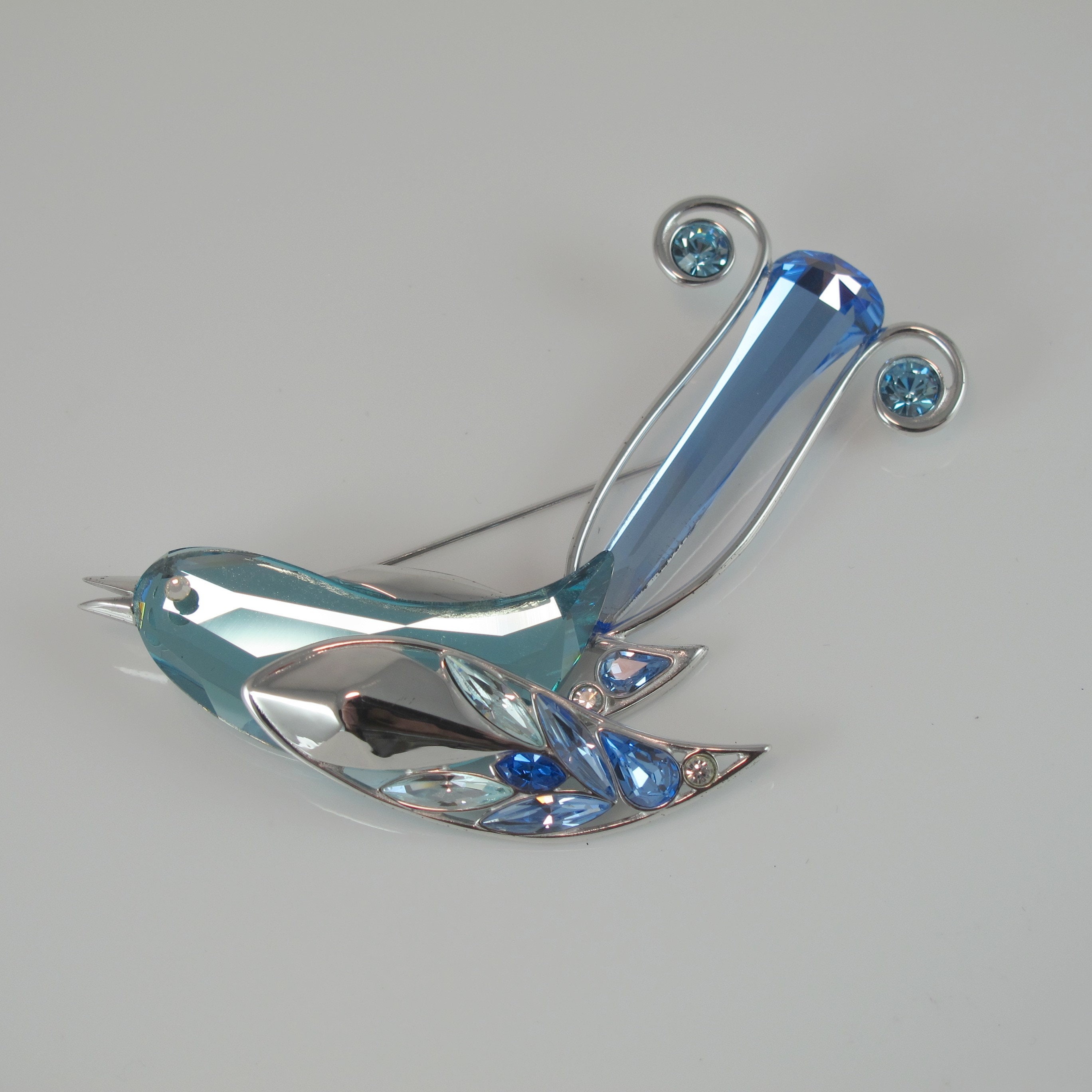 Sterling Swarovski Bird of Paradise Brooch, Boali, Lyrebird