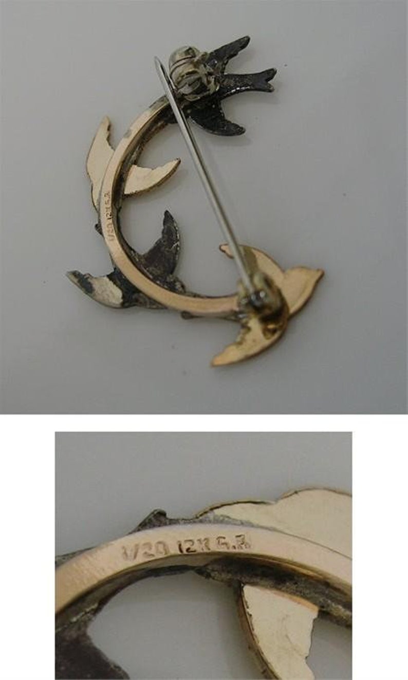 Sterling Silver and Gold Filled Birds in Flight Pin