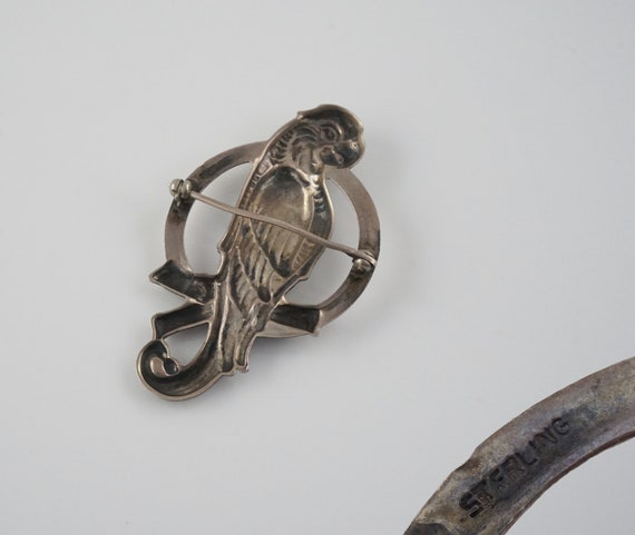 Art Deco Sterling Parrot in a Ring Brooch, Pet Pa… - image 10