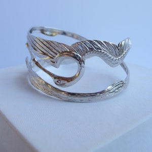 Sterling Kissing Heron Bracelet, Double Crane Cuff, Victorian Style, Heron Lover image 3