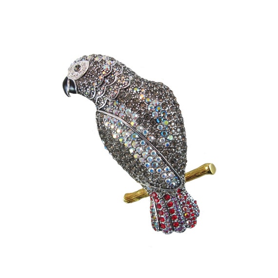 Joan Rivers African Grey Parrot Brooch, Limited Ed