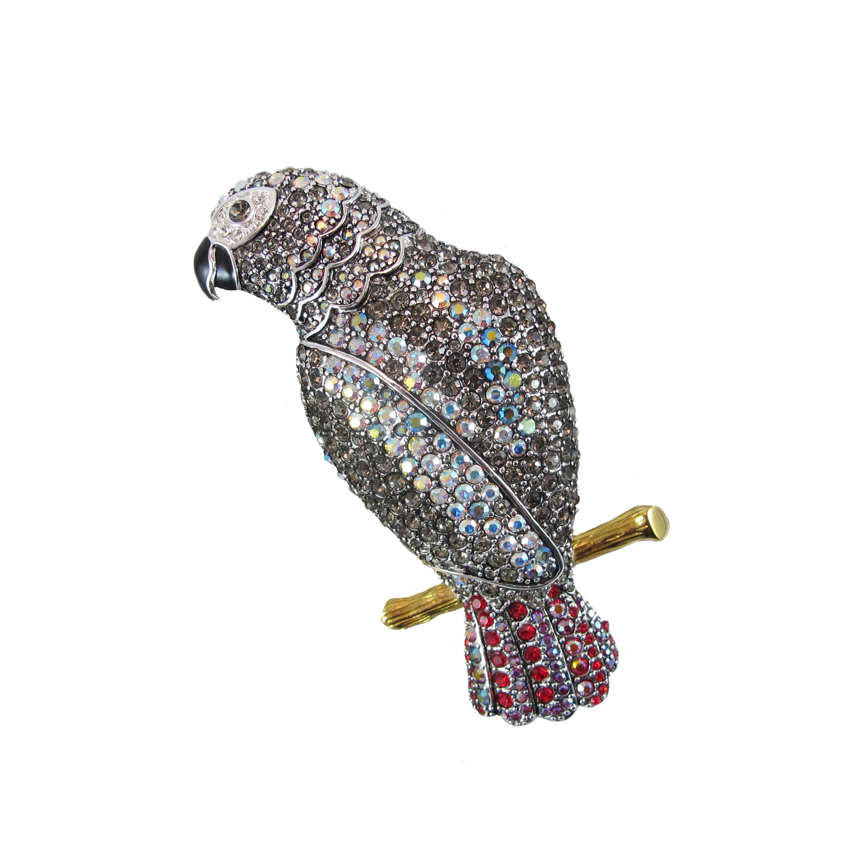 JYXJWELRY Parrot & Pearl Brooch - 10mm Round White Freshwater Cultured Pearl With Zircon Accent