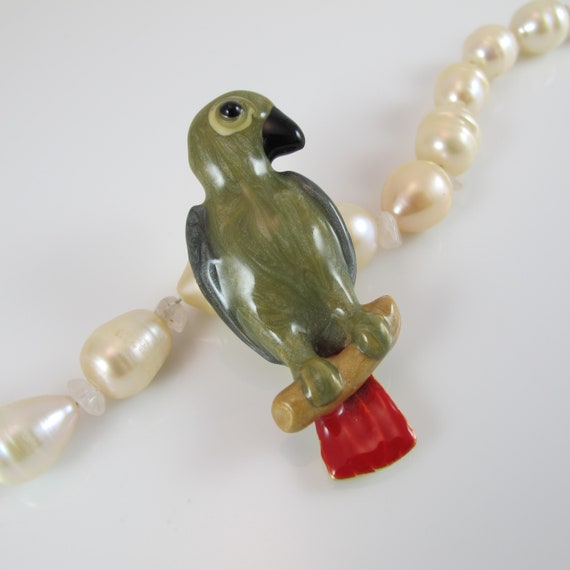 Artisan African Grey Parrot Pin and Pendant Combin
