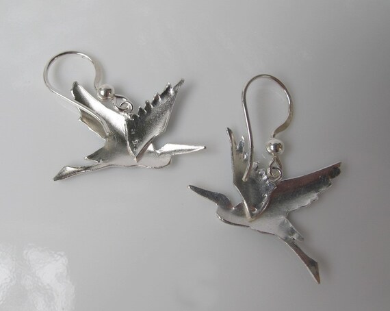 Sterling Silver Flying Heron Earrings - image 7