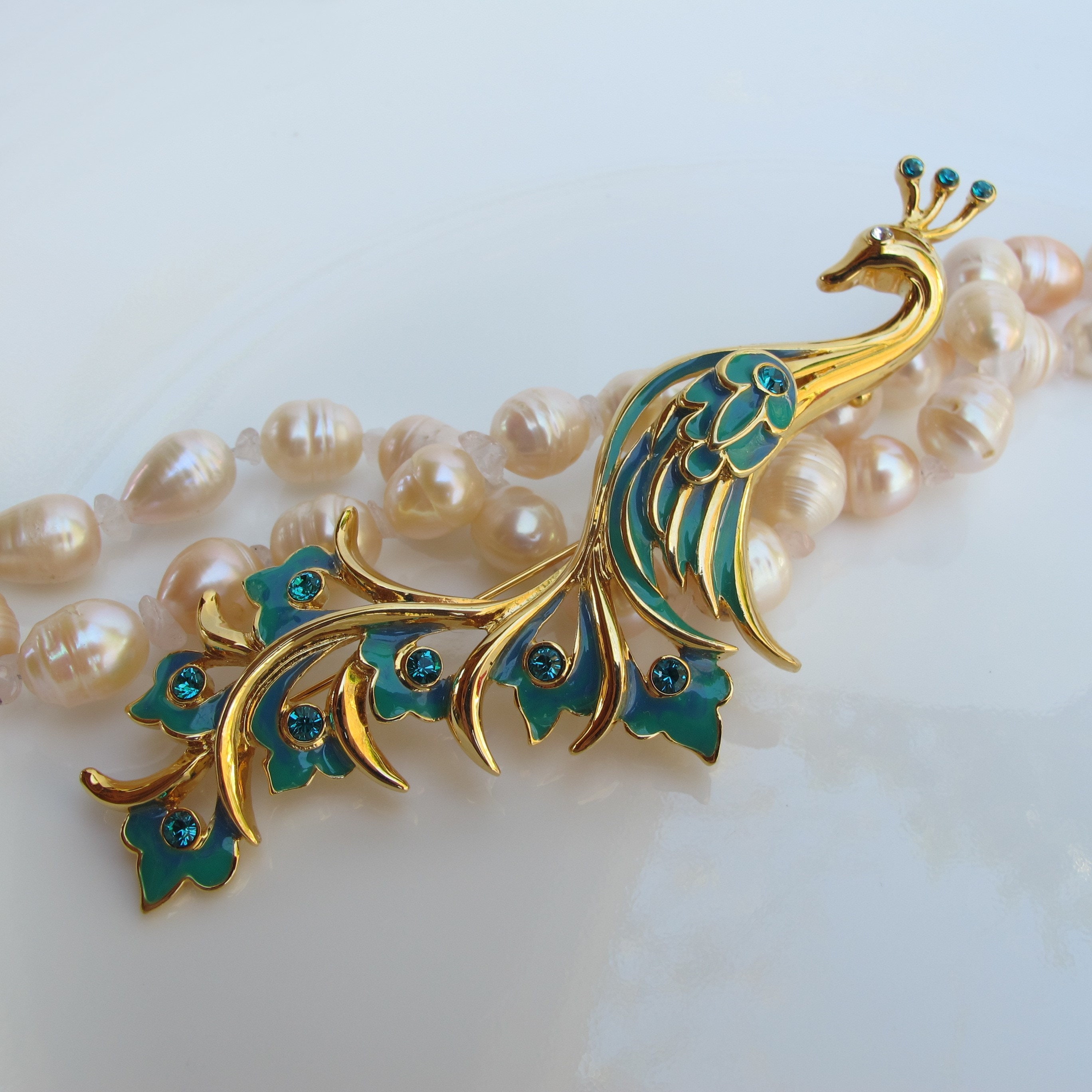 Bob Mackie Peacock Pin Vintage Peacock Designer Bird Brooch Animal Jewelry Summer Colors Cher Etsy