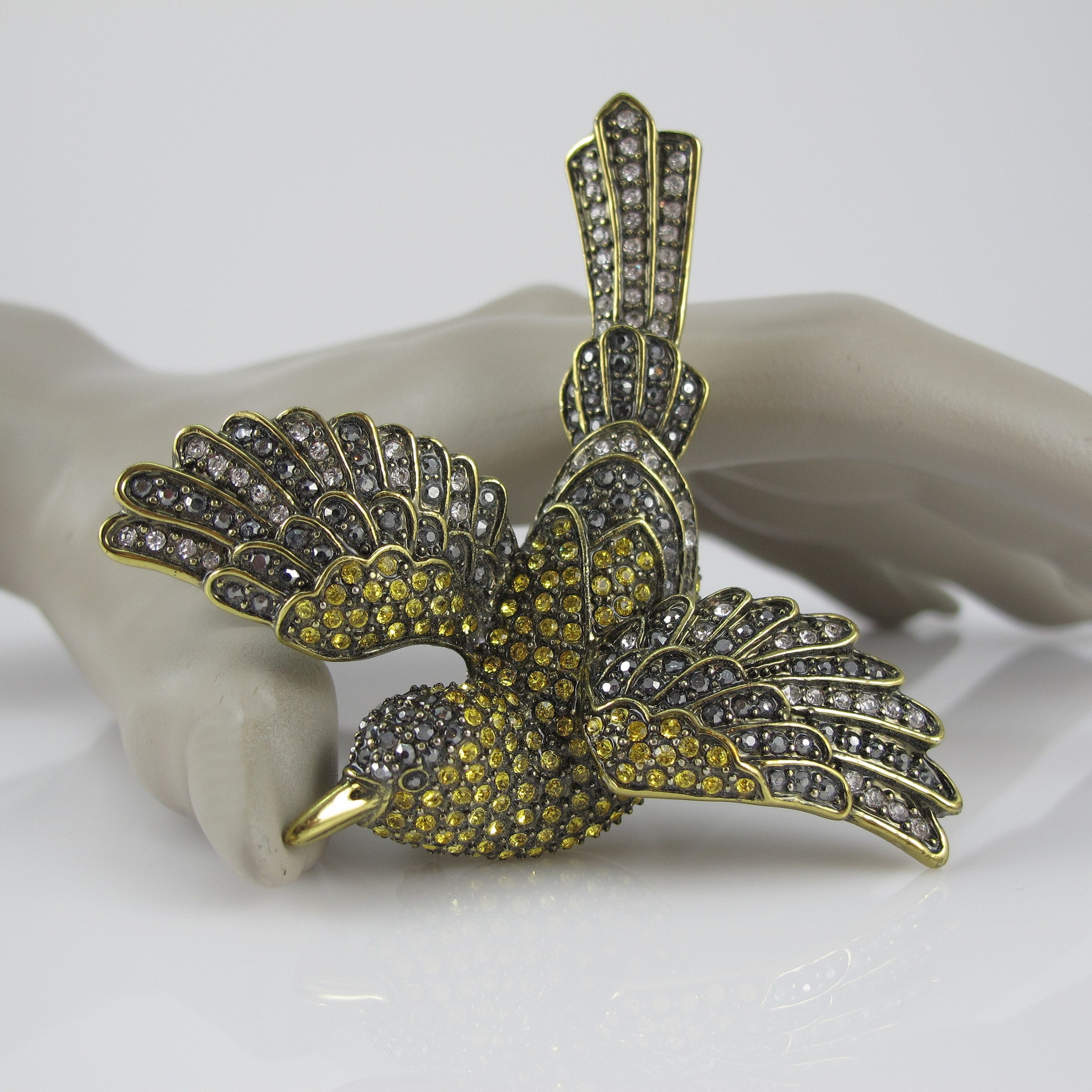 USED】ヴィンテージ 七宝 シルバー 鳥 ブローチ 銀製 刻印有 中国七宝