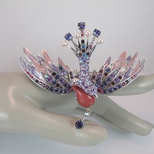 Vintage Joan Rivers Swan Brooch, Firebird, Bird of Paradise Pin, Limited Edition #847, Original Box
