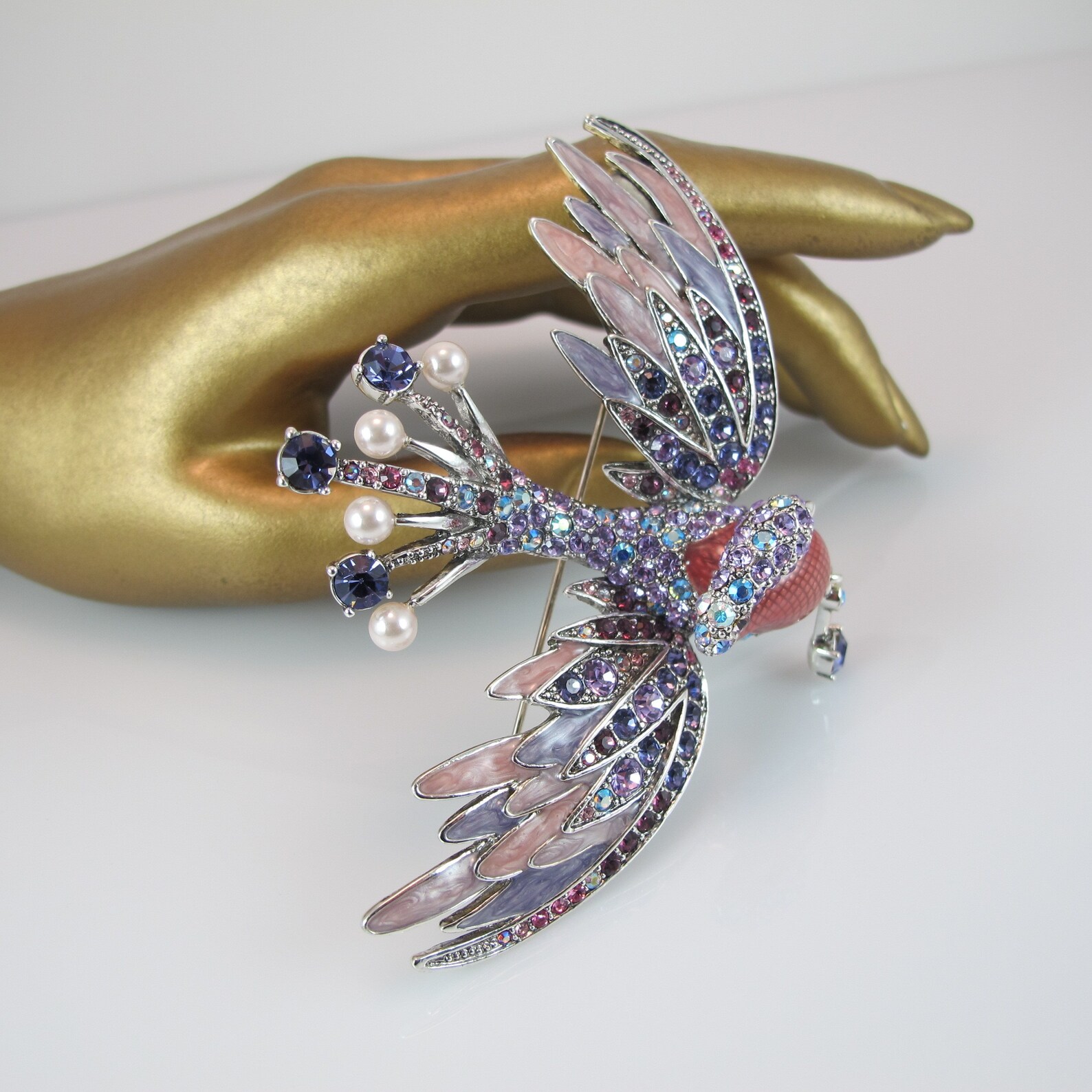 Vintage Joan Rivers Swan Brooch, Firebird, Bird of Paradise Pin ...