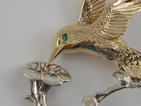 14kt and Sterling Hummingbird Brooch from Nationa… - image 5