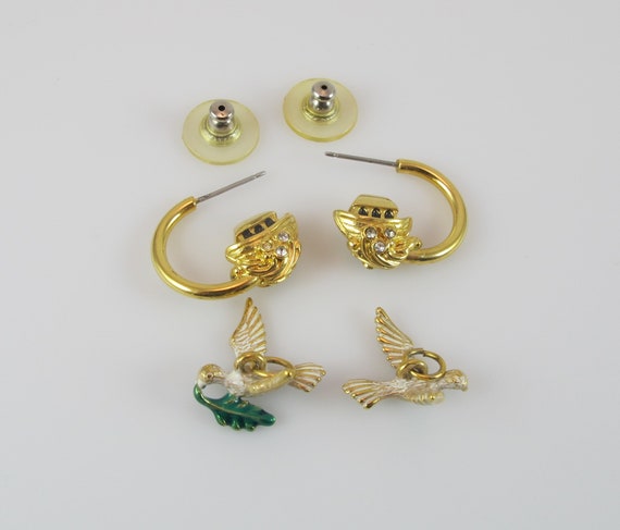 Joan Rivers Noah's Ark Dove Earrings, Bird Hoop E… - image 7