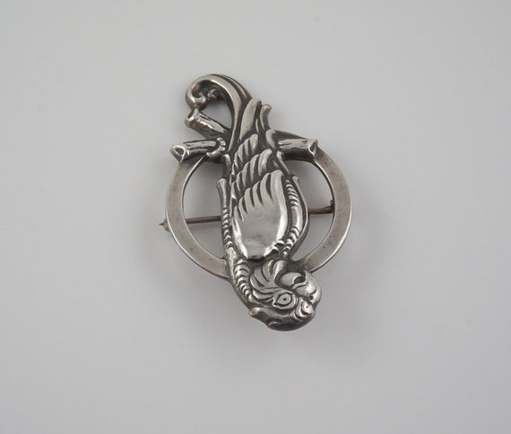 Art Deco Sterling Parrot in a Ring Brooch, Pet Pa… - image 7