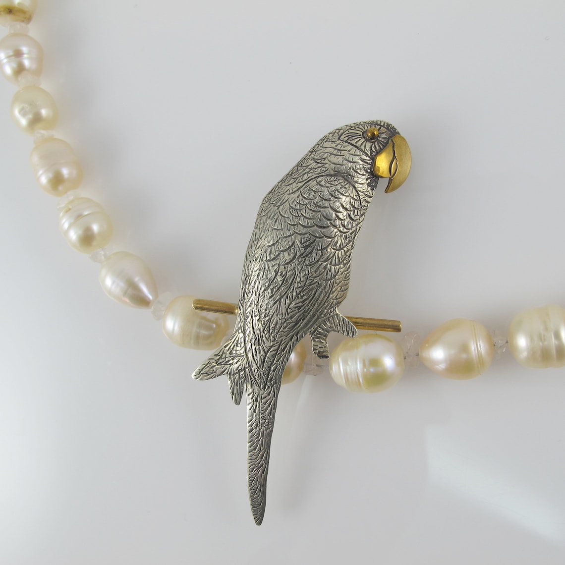 Sterling and Brass Macaw Parrot Pin Courtney Designs Hand Etsy