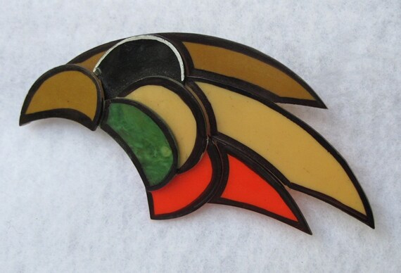 Vintage Artisan Celluloid Bird Head Pin - image 6