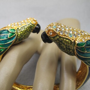 Vintage Nolan Miller Parrot Bangle Bracelet, Tropical Jewelry, Animal Bracelet, Designer