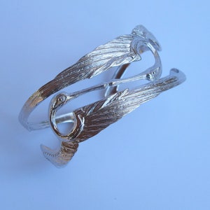 Sterling Kissing Heron Bracelet, Double Crane Cuff, Victorian Style, Heron Lover image 4