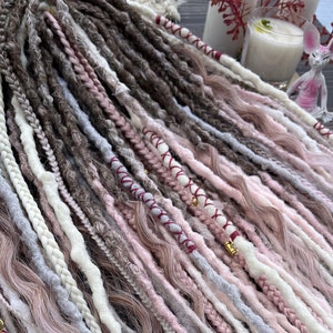 Golden Rose,  Dreads for a gentle style, festival boho style, pink locks, a luxurious style for event.