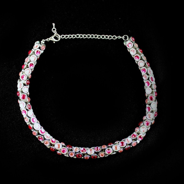 Barrels necklace pink crystal