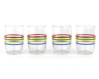 4 verres à jus ou limonade avec rayures