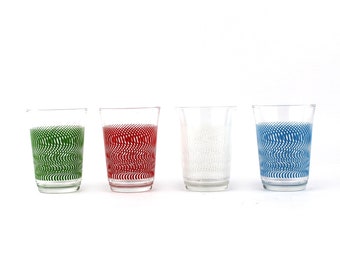4 verres Reims motif vagues France années 60