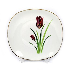 Vintage Jaeger Porzellan serving dish – PMR Bavaria, red tulips & gold rim, 1950s/60s