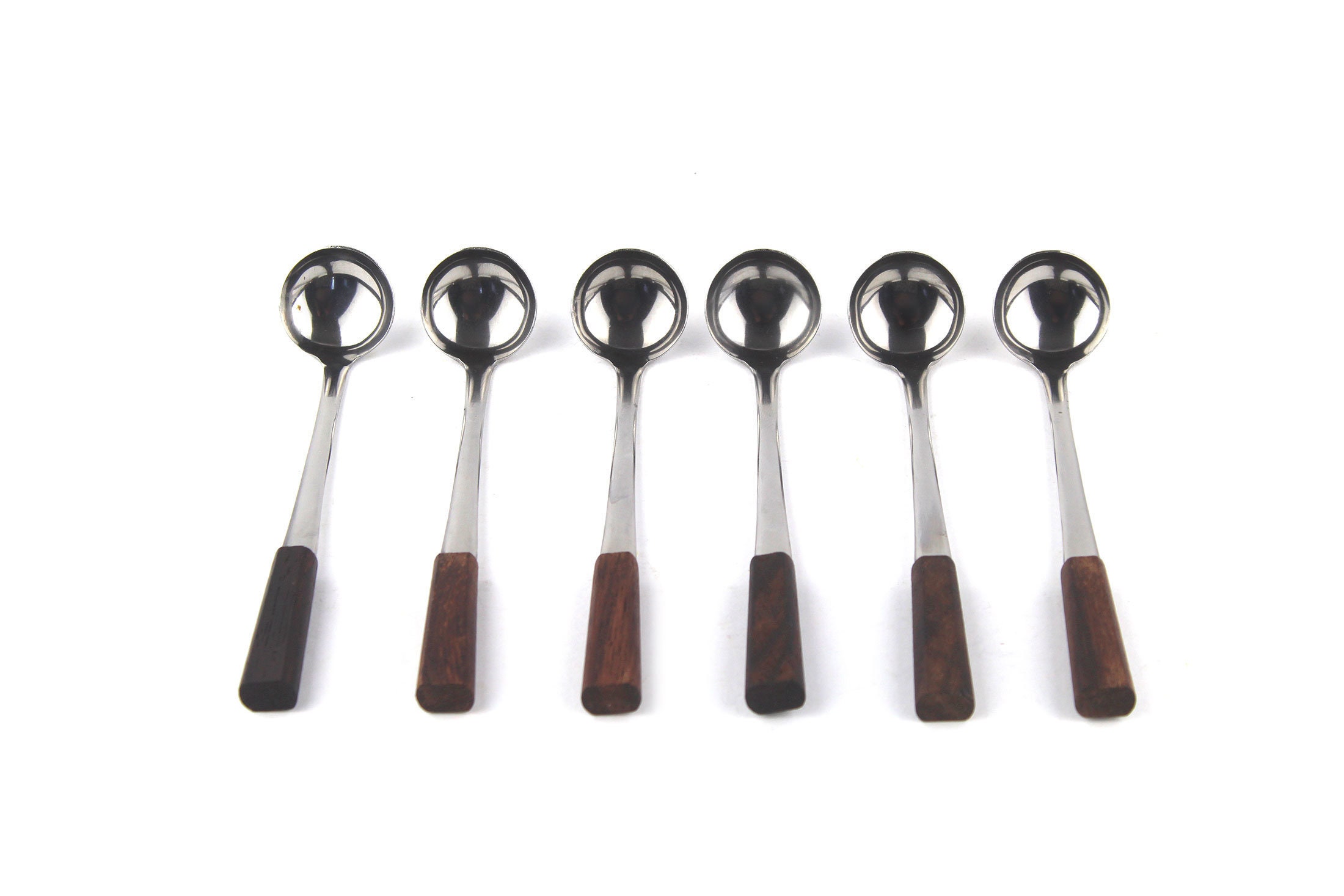 6 fondue spoons sauce spoons teak sauce spoons 70's Etsy