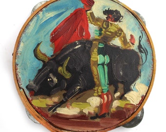 Tambourine hand-painted bullfighter Spain