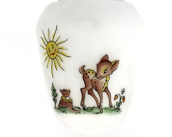 Milk glass lamp with deer for the children's room 50's
