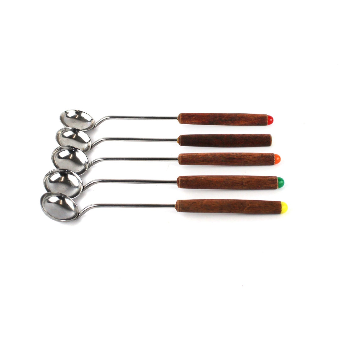 5 Fondue Spoons Sauce 80's Etsy