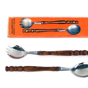 Salad cutlery stainless steel with wooden heft 24 cm