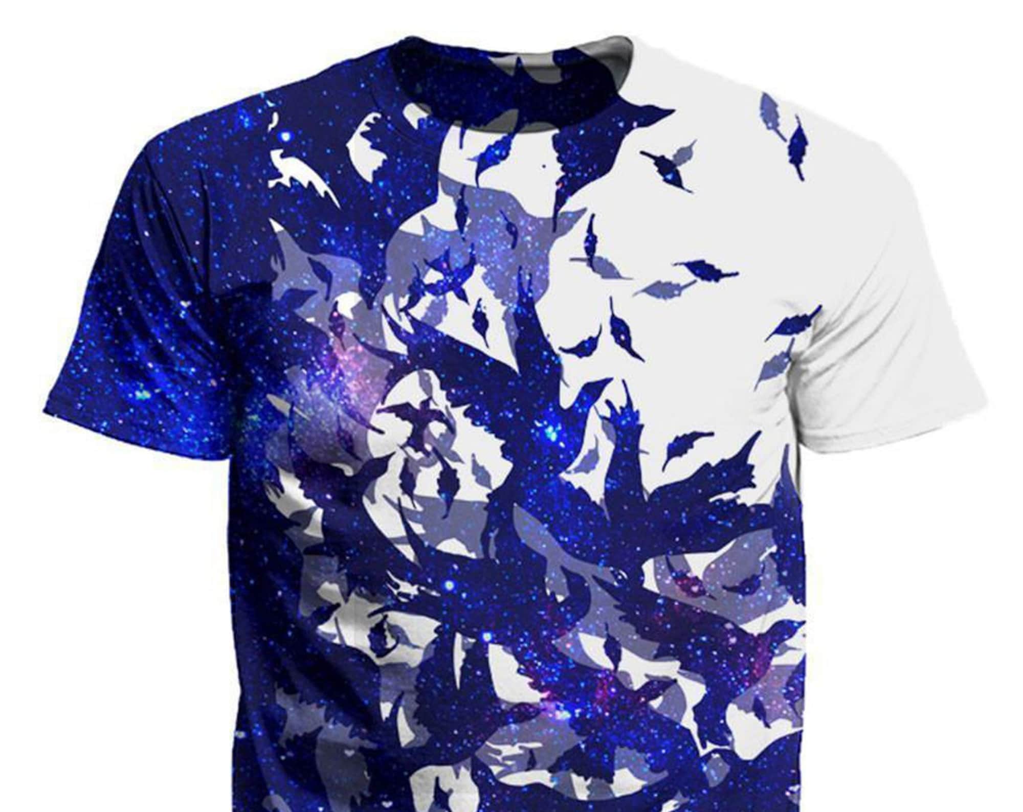 Space Birds Abstract Psychedelic Colorful Vibrant Animal 3D Graphic Print T-Shirt