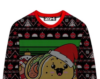 Taco Christmas Funny Ugly Christmas Sweater (Front/Back) 3D Graphic Print Sweatshirt