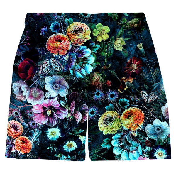 Neverland Floral All Over Print Drawstring Men's Shorts for Raves, Festivals, and Streetwear