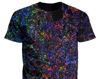 Lightning Rainbow Galactic Celestial Psychedelic Colorful Vibrant 3D Graphic Print Unisex Premium Crewneck T-Shirt (Front/Back)