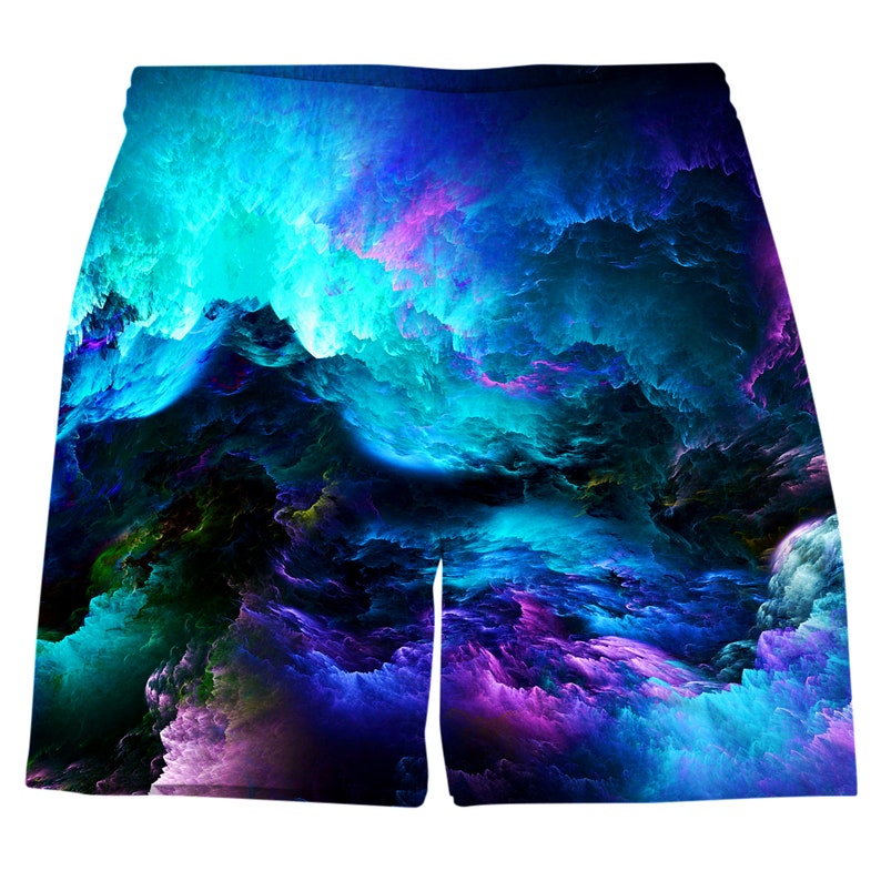 Dream Waves Psychedelic All Over Graphic Print Drawstring Men's Shorts for Raves, Festivals, and Streetwear 